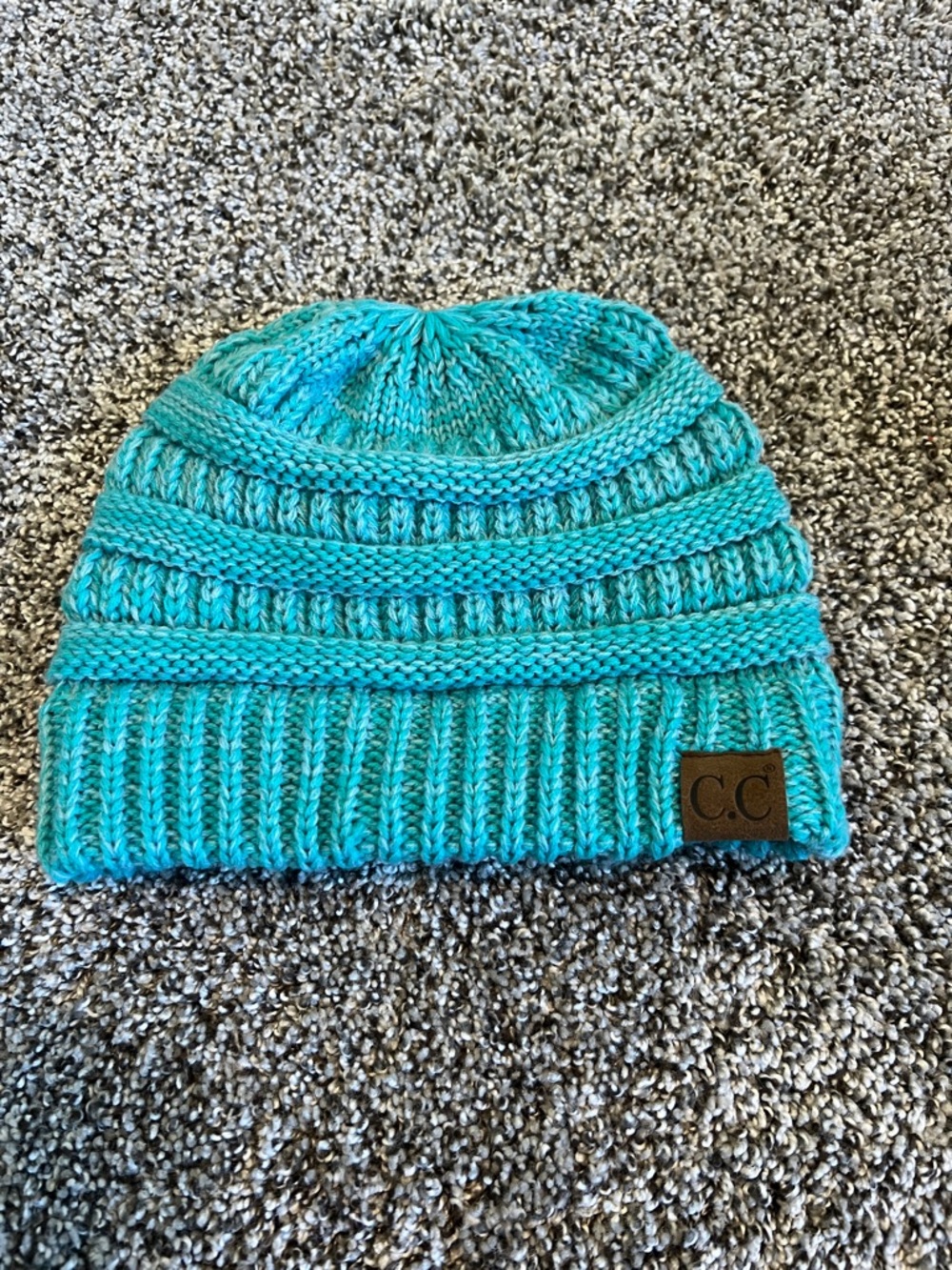 C.C Knit Beanie in Teal Blue